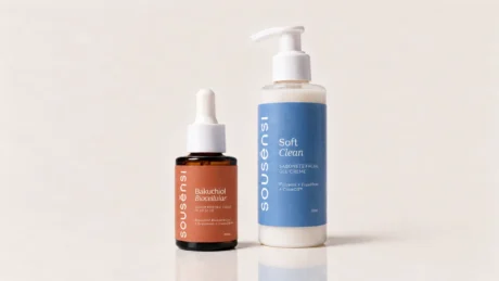 Kit Pele Bonita Sem Medo Sousènsi: sérum de bakuchiol e sabonete facial Soft Clean